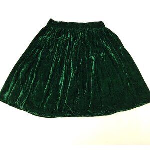 Vintage 60s 70s Green Crushed Velvet Mini Skirt Boho Hippie Hippy Fairycore (T6)